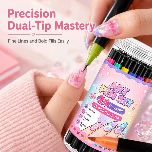 💅 LIMITED‑TIME 50% OFF! 💥 24 Colors Dual Ended  Art Pens Set – Creative, Salon‑Quality, Easy DIY ✨